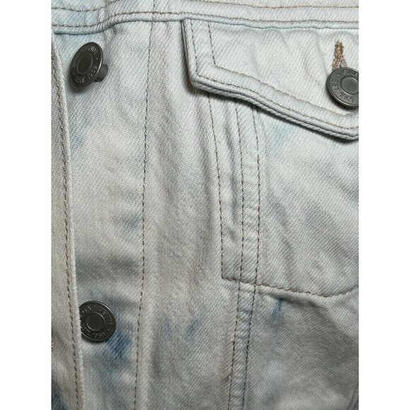 Gap Women’s Distressed Cropped Light Wash Jean Tie Dye Denim Jacket Med Tall NEW - Picture 2 of 9